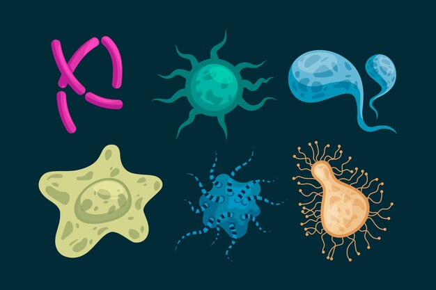 Colección de virus en diseño plano