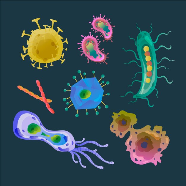 Colección de virus en diseño plano
