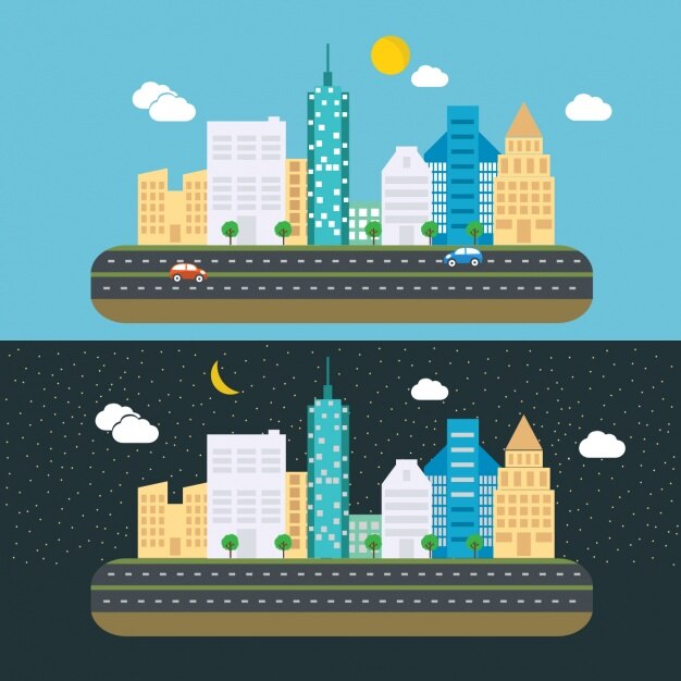 Vector gratuito colección de vistas de ciudad