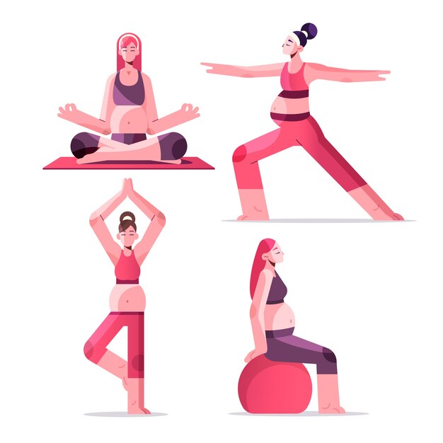 Colección de yoga de embarazo en diseño plano