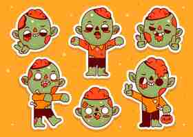 Vector gratuito colección de zombies de halloween planos dibujados a mano