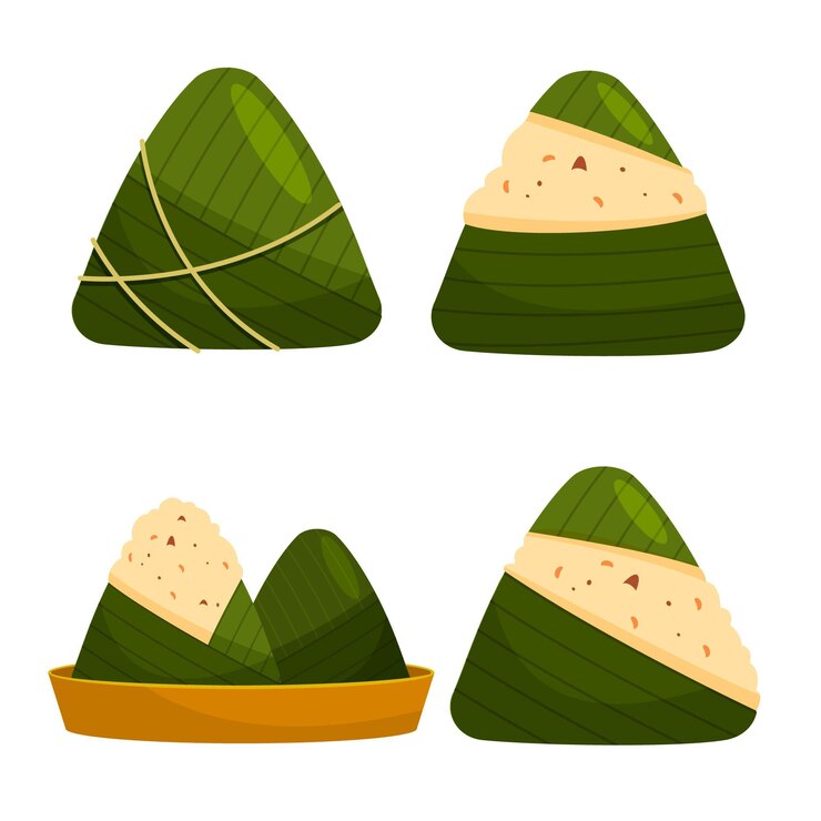 Vector gratuito colección zongzi del barco dragón plano