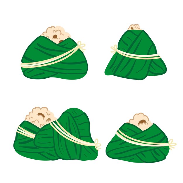 Colección zongzi del bote del dragón dibujado a mano