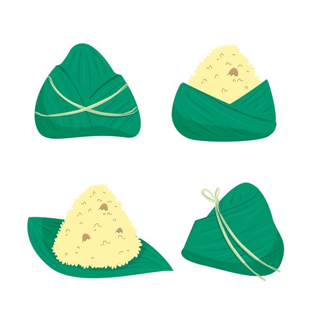 Colección zongzi del bote del dragón dibujado a mano