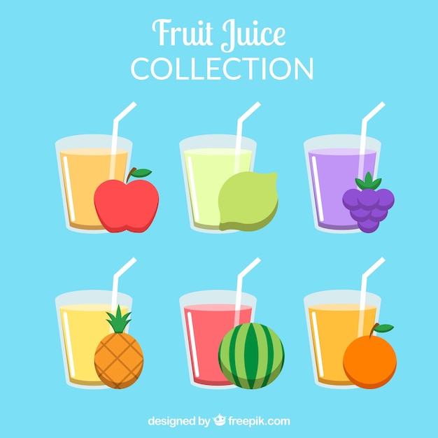 Vector gratuito colección de zumos de fruta deliciosos