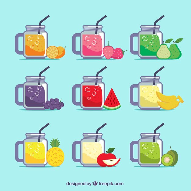 Colección de zumos de fruta