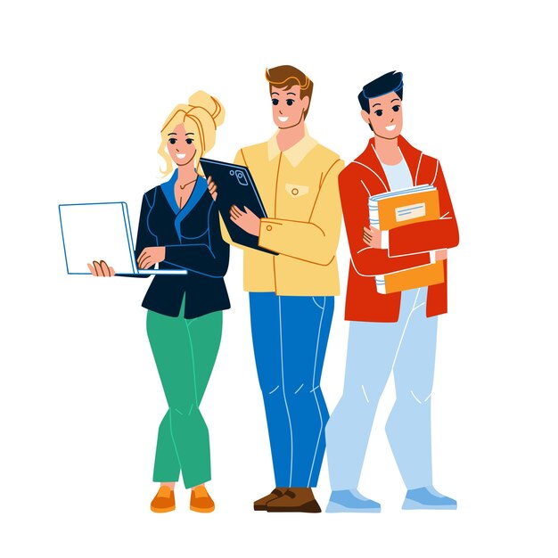 Colegas del equipo de oficina trabajando juntos Vector