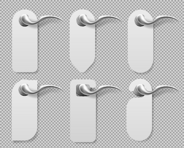 Vector gratuito los colgadores de las puertas con manijas de metal firman el conjunto de maquetas.