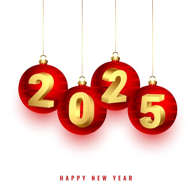 colgando 2025 deseos de año nuevo fondo con bauble de Navidad