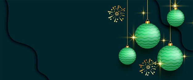 colgando bolas de Navidad y papel pintado de copos de nieve con vector de espacio de texto