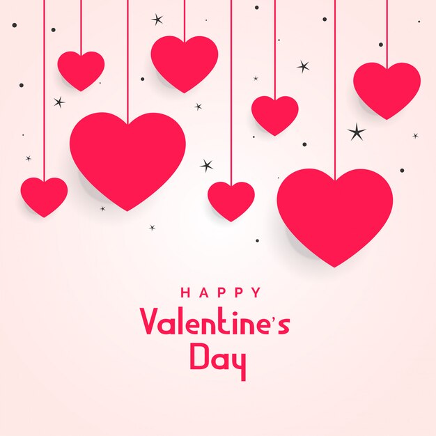 Colgando corazones con estrellas para dia de san valentin.