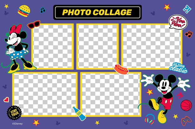 Collage de fotos de Mickey Mouse de estilo vintage