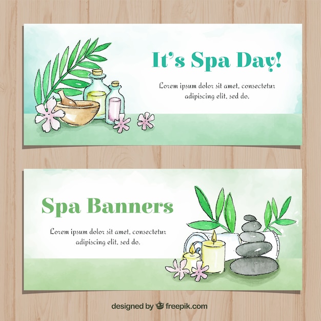 Colleción de banners de spa con tratamientos distintos