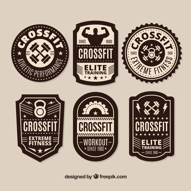 Colleción de pegatinas en blanco y negro de crossfit