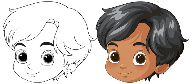 Color y boceto del diseño del personaje infantil