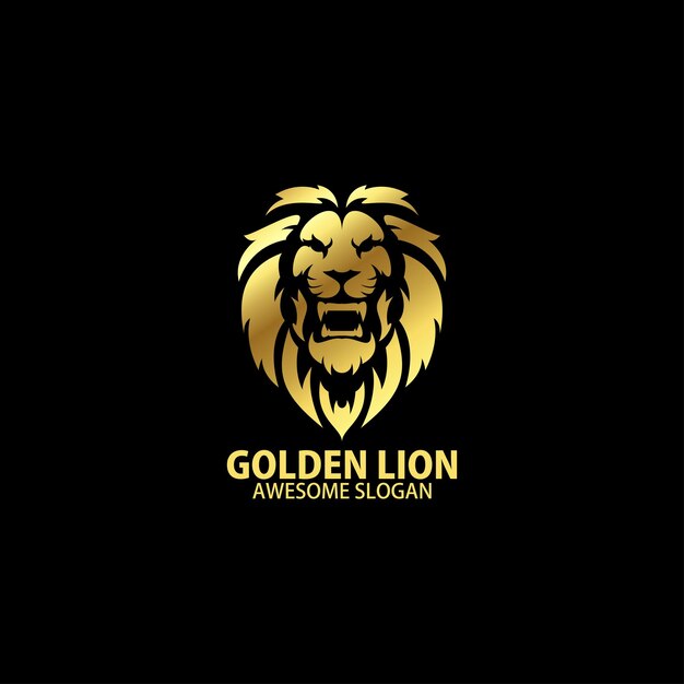 Color degradado de diseño de logotipo de cabeza de león dorado