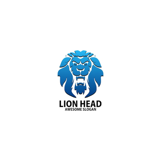 Vector gratuito color degradado de diseño de logotipo de cabeza de león
