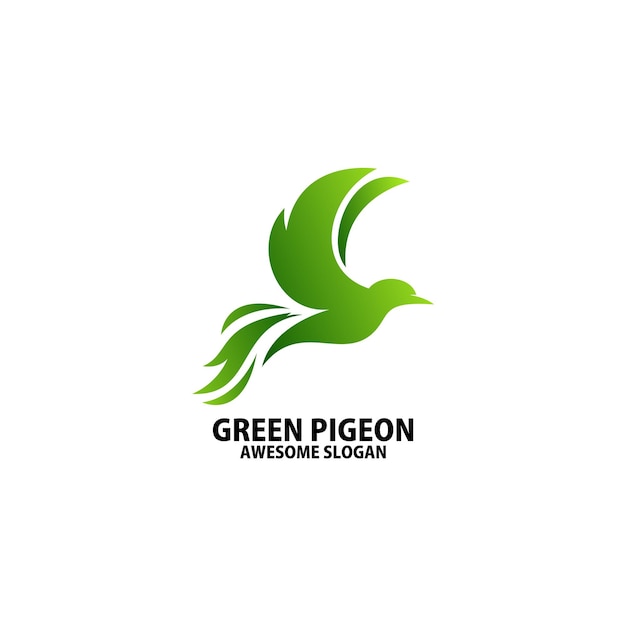 Vector gratuito color degradado de diseño de logotipo de paloma verde