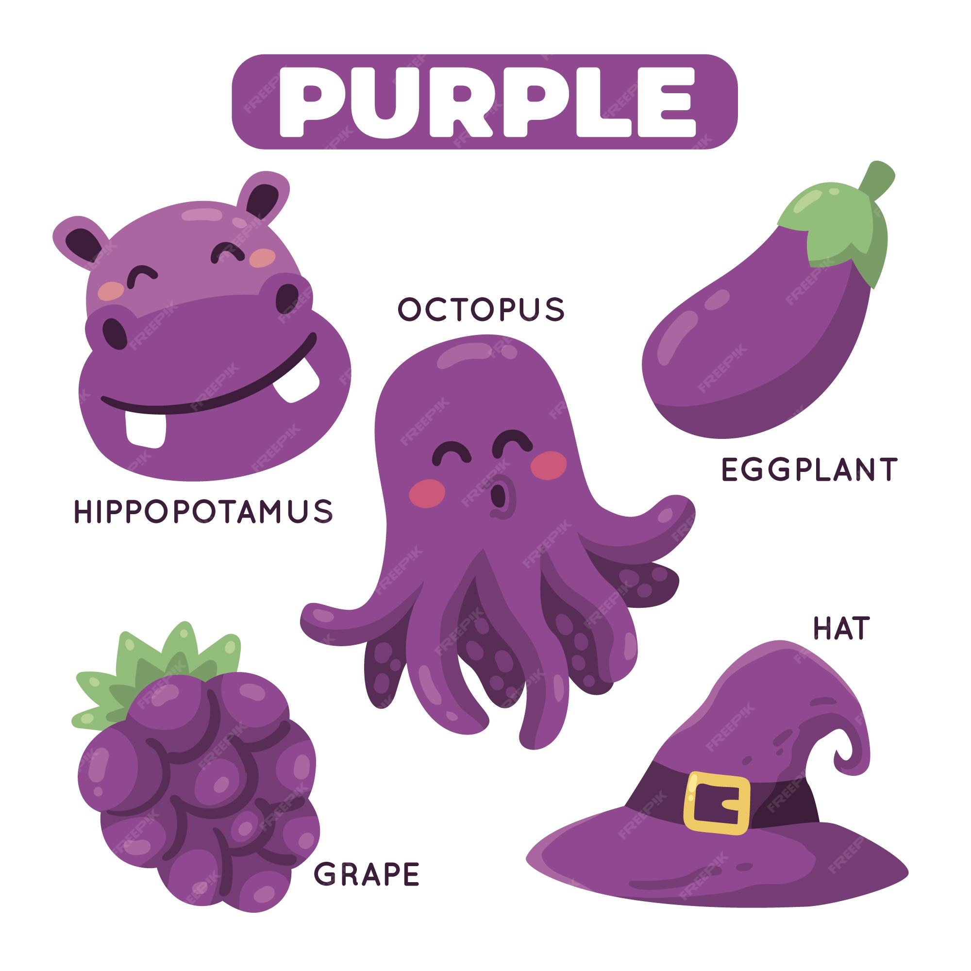 Color morado y vocabulario en inglés. | Vector Gratis