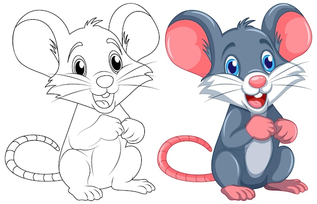 Colorear dibujos animados lindo rata y su color