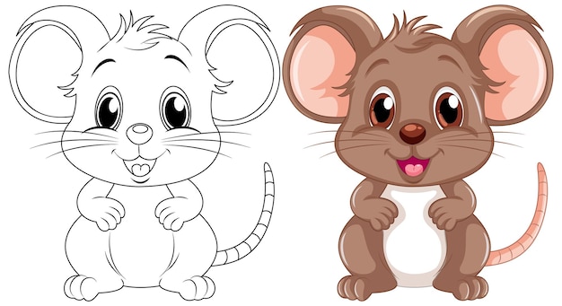 Colorear dibujos animados lindo rata y su color