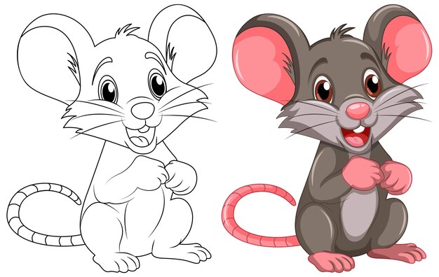 Colorear dibujos animados de ratas lindas y su color