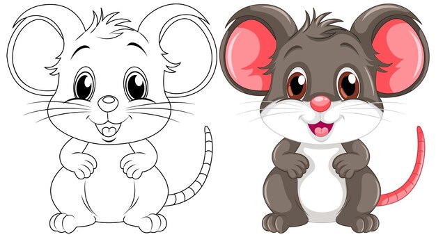 Colorear dibujos animados de ratas lindas y su color