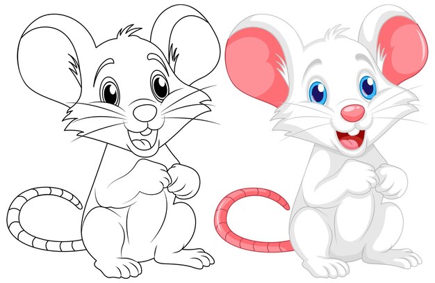 Colorear dibujos animados de ratas lindas y su color