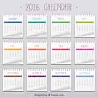 Vector gratuito colored 2016 calendario