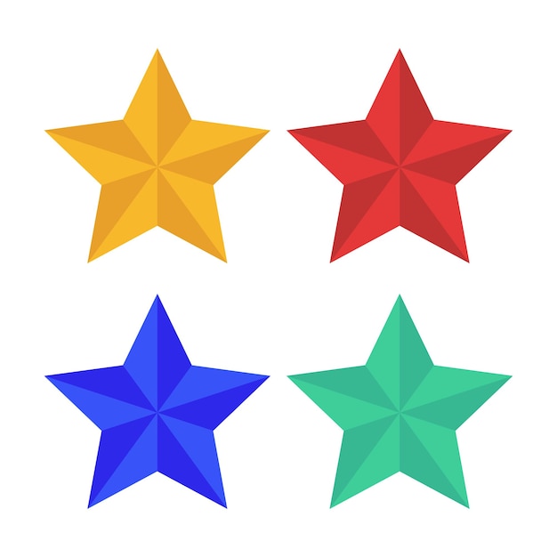 Colores planos en 3D Conjunto de estrellas