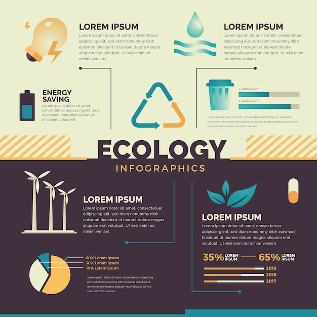 Colores retro ecología plana infografía