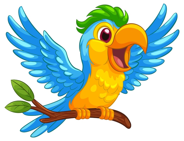 Vector gratuito colorful cartoon macaw on a branch