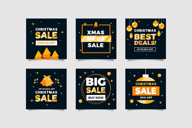 Colorful christmas sale instagram post collection