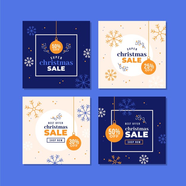 Colorful christmas sale instagram post collection