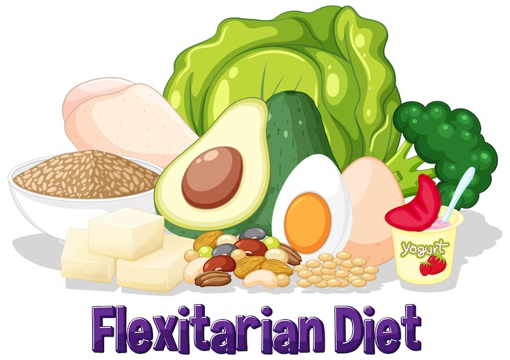 Vector gratuito colorful flexitarian diet food illustration