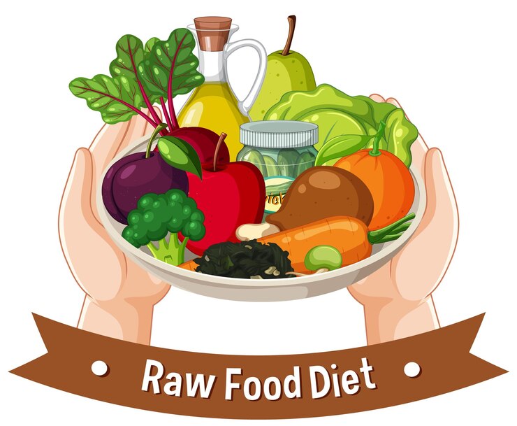 Vector gratuito colorful raw food diet illustration with fresh produce