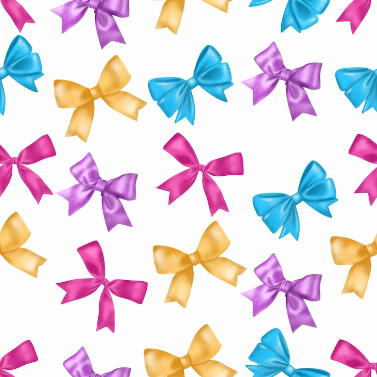 Vector gratuito colorful silk bows seamless pattern illustration