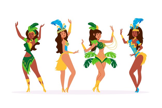Colorida colección de bailarina de carnaval brasileño