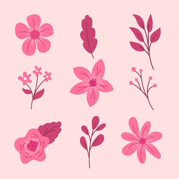 Vector gratuito colorida colección de flores de primavera dibujadas a mano