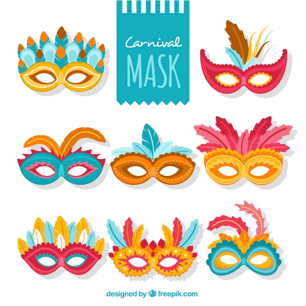Vector gratuito colorida colección de máscaras de carnaval