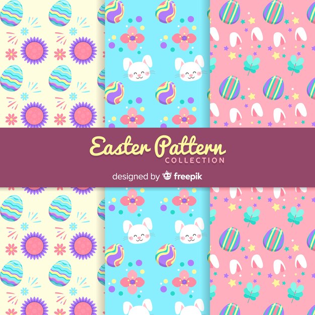 Colorida colección de patrones del día de pascua