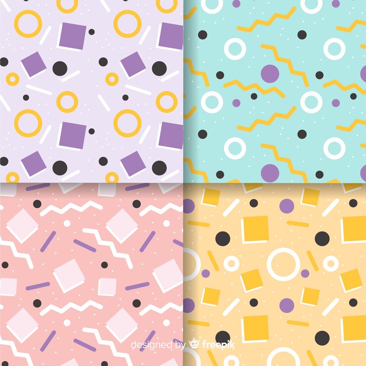 Vector gratuito colorida colección de patrones de memphis