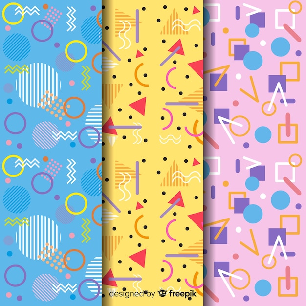 Colorida colección de patrones de memphis