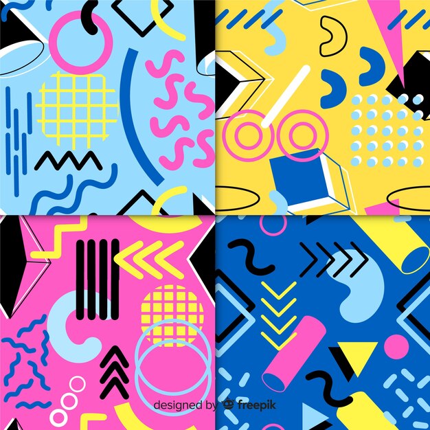 Colorida colección de patrones de memphis