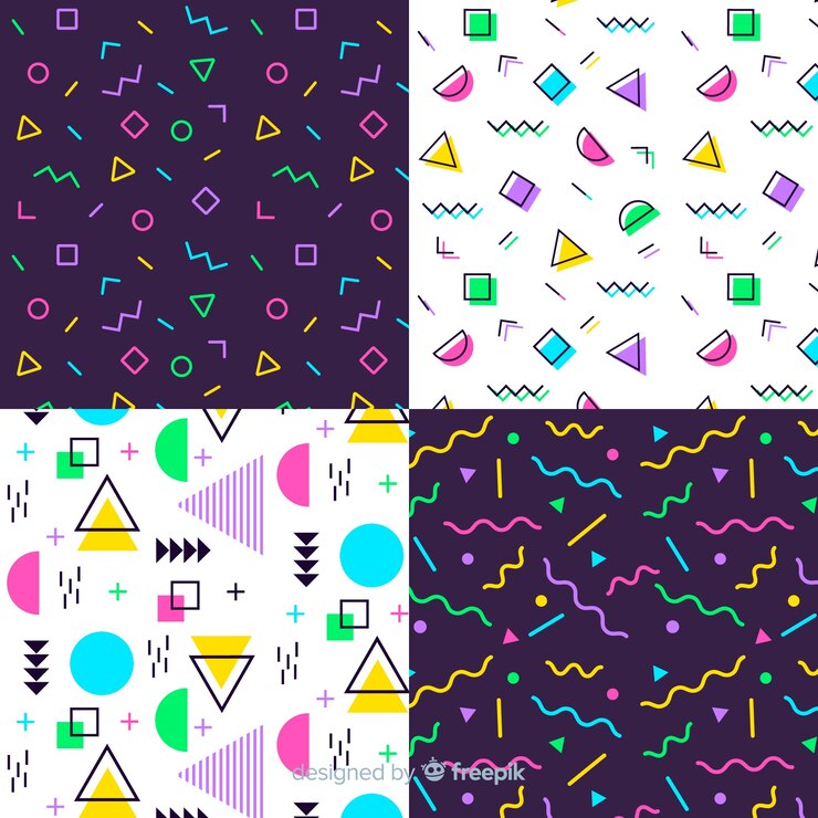 Vector gratuito colorida colección de patrones de memphis