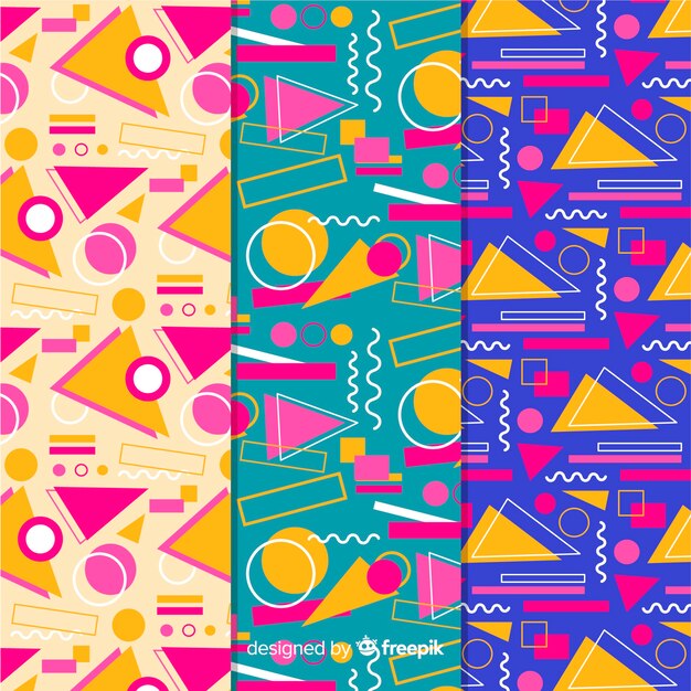 Colorida colección de patrones de memphis