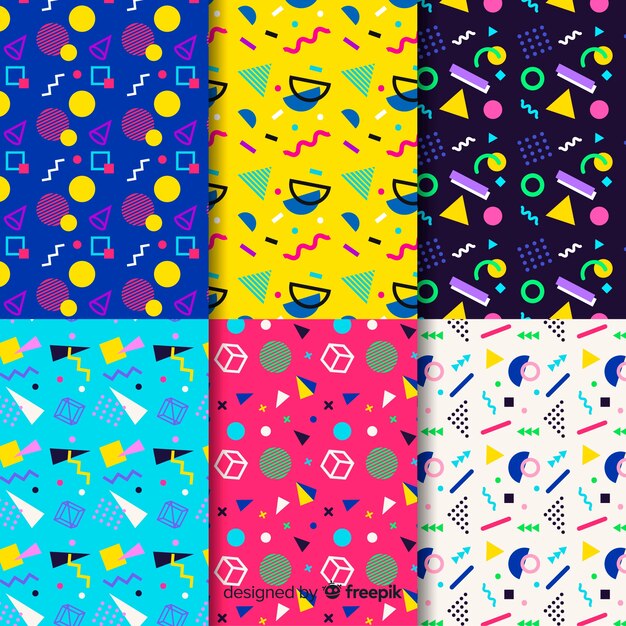 Colorida colección de patrones de memphis