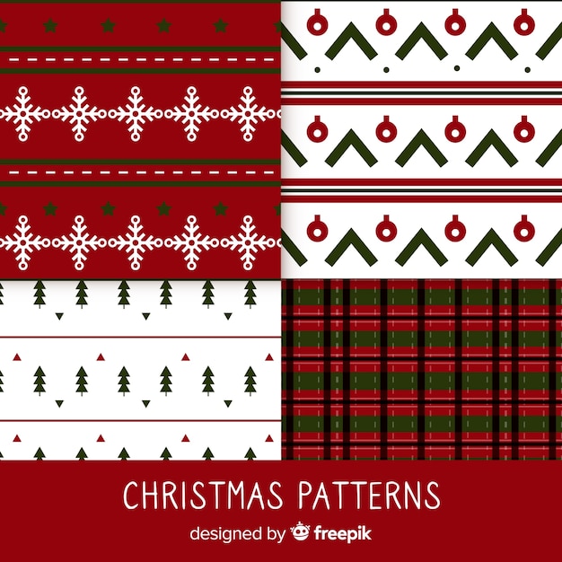 Colorida colección de patrones de navidad con diseño geométrico.