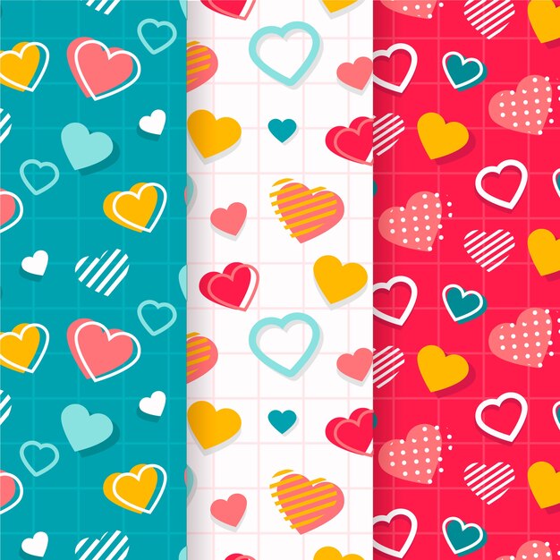 Colorida colección de patrones de San Valentín