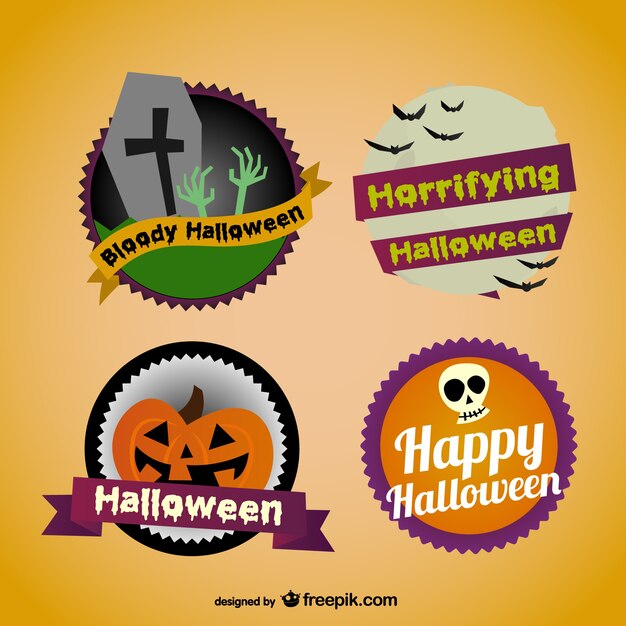 Vector gratuito colorida colección pegatinas de halloween